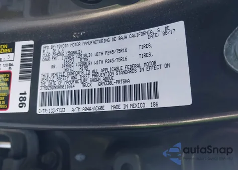 2017 Toyota Tacoma Sr5 из США, поврежденный, VIN 3TMBZ5DNXHM011064